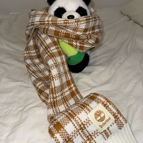 Timberland Brown and White Plaid Scarf - Picture 2 of 4